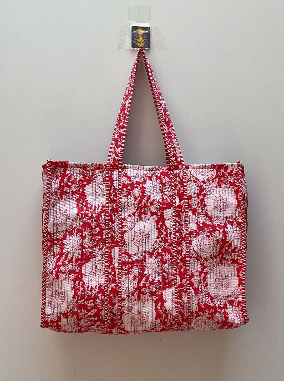 Quilted Handmade Cotton Tote Bag Floral Pattern Cotton Etsy