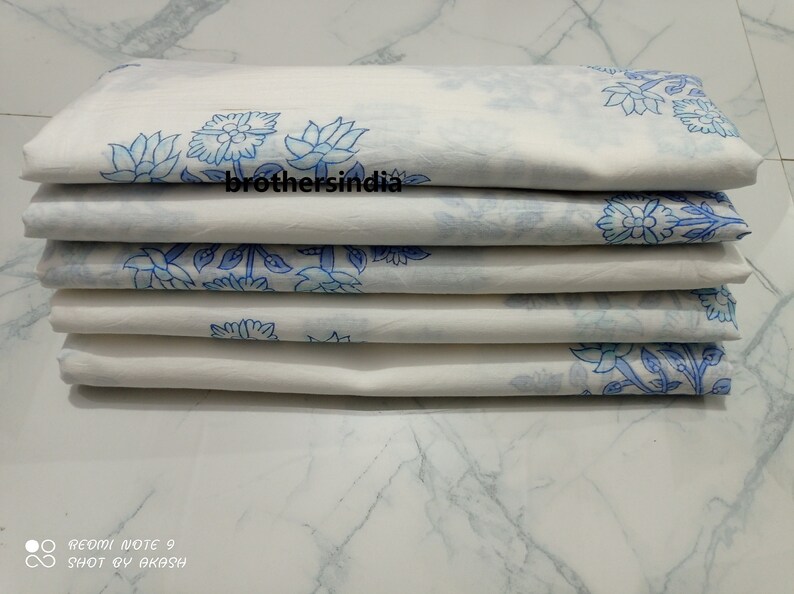 ndian handblock print Fabric Cotton Multi Floral Jaipuri Fabric Indian Handmade Flower Print Cotton Hand Block Dress Making Fabric