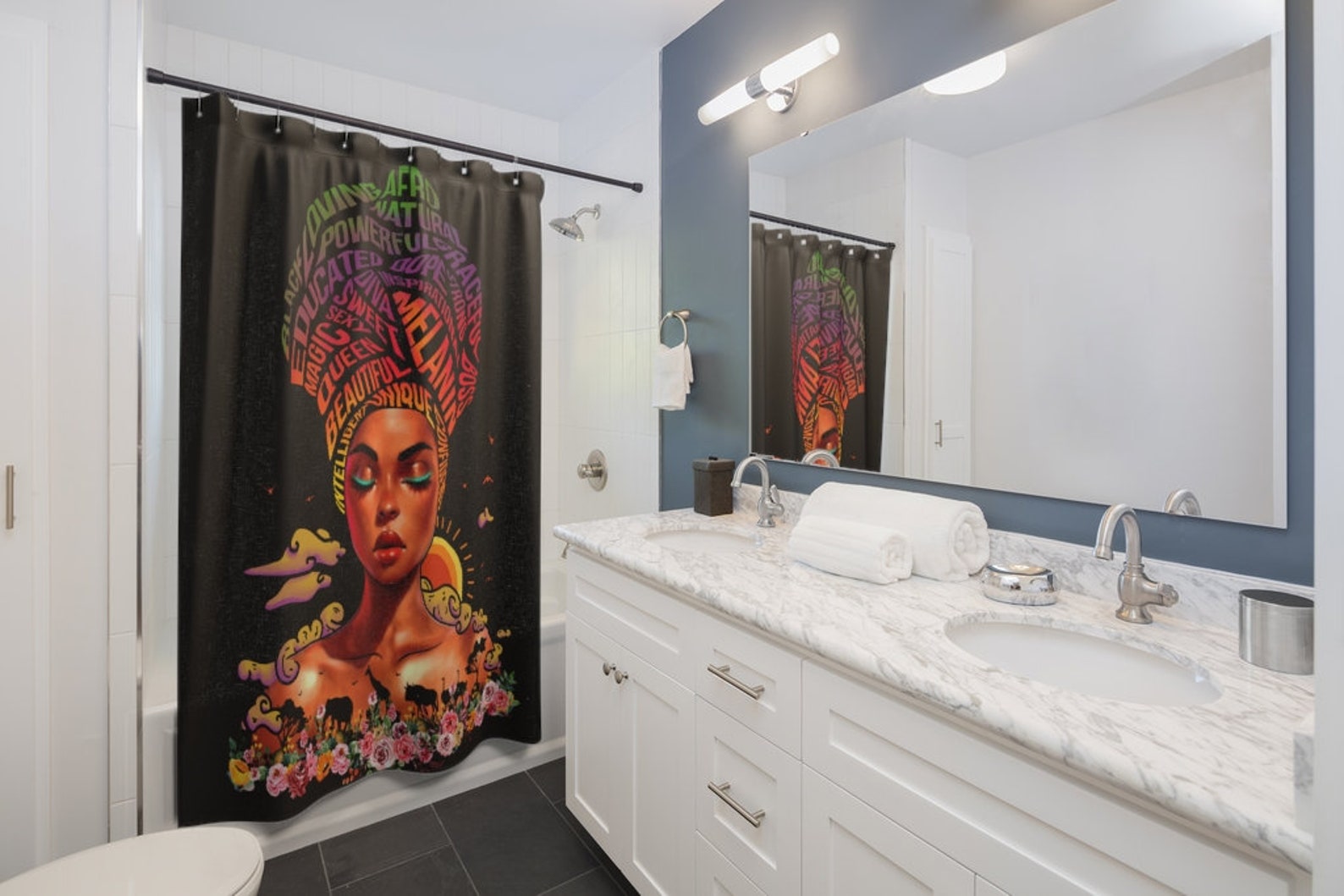 Afrocentric Shower Curtains Afrocentric art designer shower | Etsy