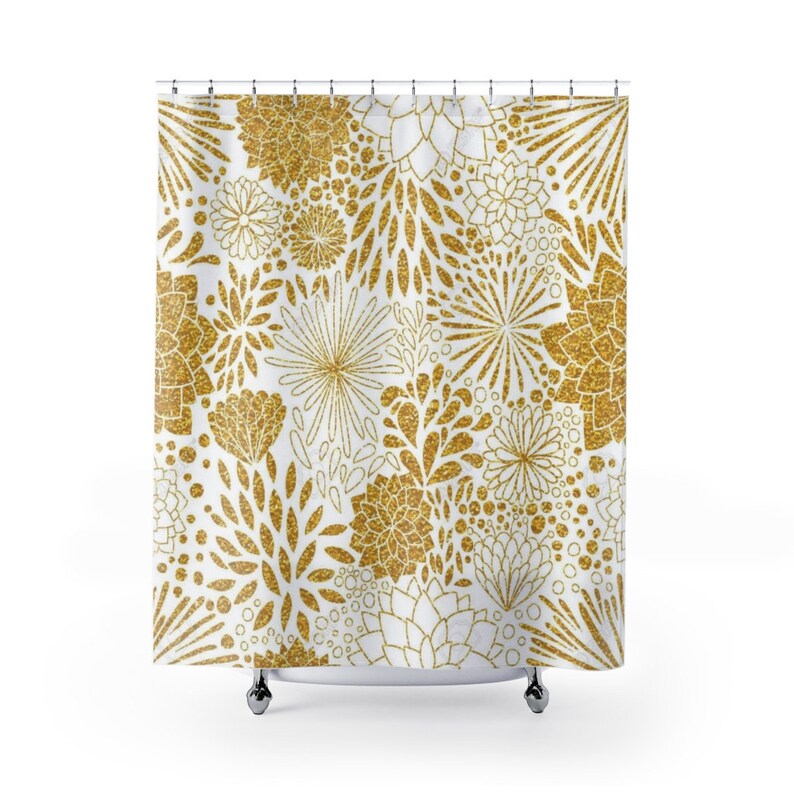 decorative curtain Gold floral shower curtain bath curtain designer curtain shower curtains best seller gold shower curtain shower