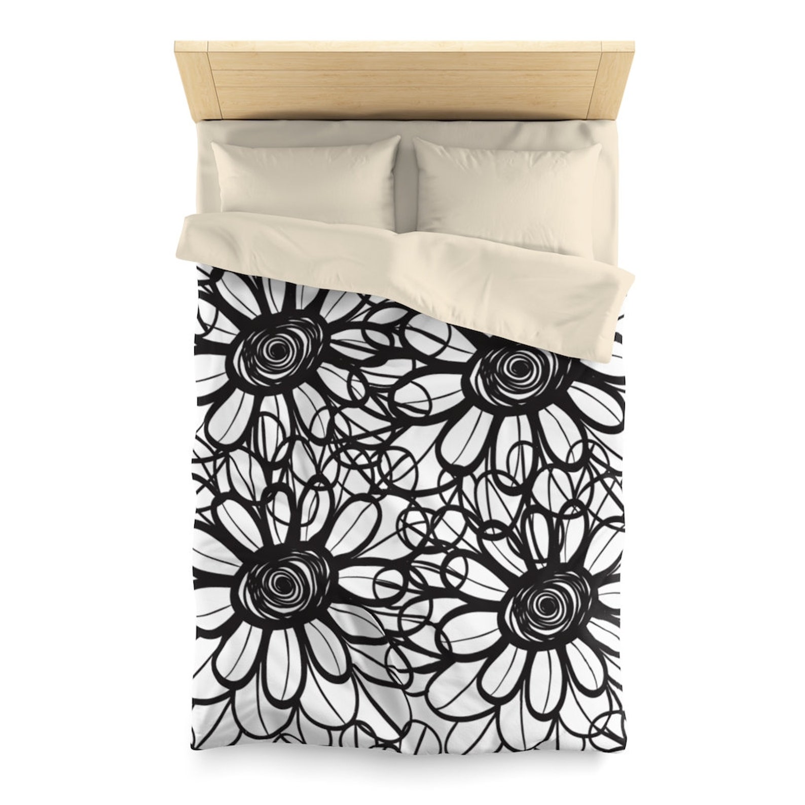 Black and white floral duvet covers queen duvet covers twin Etsy