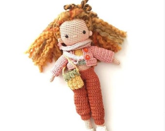 Lyon - DECORATIVE CROCHET DOLL Story friend for children Handmade amigurimi object for bookcase Ecofriendly artist baby Gift for adult / kid