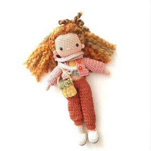 Lyon - DECORATIVE CROCHET DOLL Story friend for children Handmade amigurimi object for bookcase Ecofriendly artist baby Gift for adult / kid