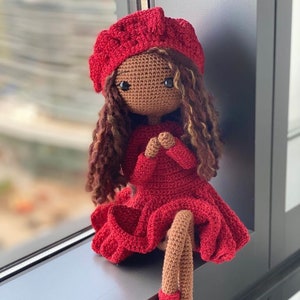 BLACK LADY CHRISTMAS Gift Decorative princess Handmade crochet doll Object for bookcases Ecofriendly artist baby Gift for adult and child