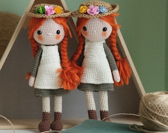 CADEAU DE NOËL Mlle ANNE Shirley de Green Gables avec un E Poupée de fille canadienne traditionnelle faite à la main Crochet unique Ami d'histoire miniature