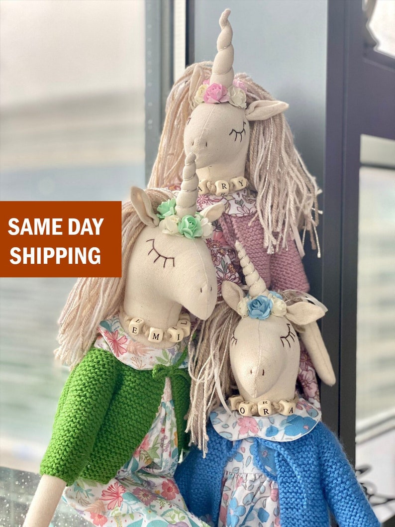 PERSONOLIZADO 20/50cm RELLENO UNICORNIO Regalo Tela Muñeca Suave juguete usable Compañero de sueño Cuento mágico decorativo animal Navidad Regalo Venta imagen 1