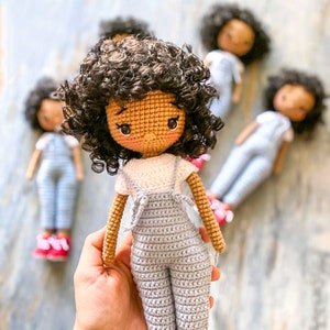 DARK CHOCOLATE GIRL -Halloween / Christmas / Birthday gift Miniature poseable baby Unique natural toy Ecofriendly handmade crochet Doll Sale