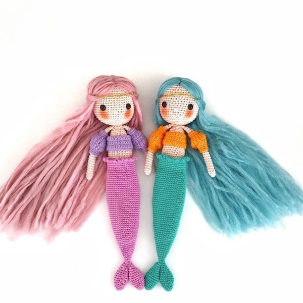 MERMAID BIRTHDAY GIFT for girl kids Wearable Crochet Handmade stuffed doll / Daughter granddaughter / Unique baby shower - Sale