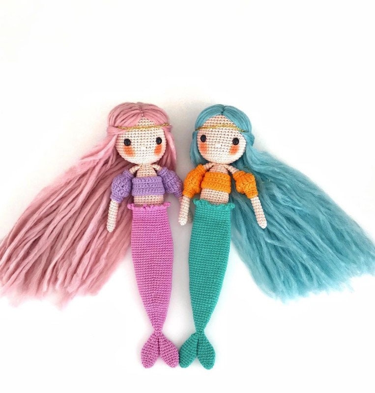 Crochet mermaid handmade doll Art doll plush toy Waldorf ooak doll Crochet  princess girl birthday gift