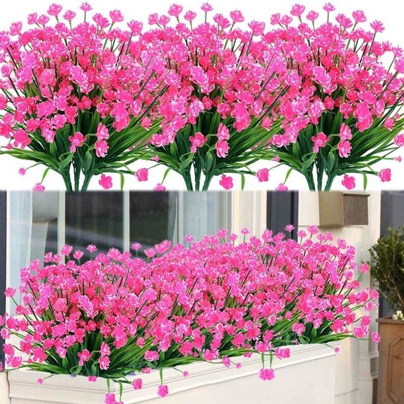 Artificial Outdoor Indoor Fake Flowers No Fade Faux Plastic Etsy