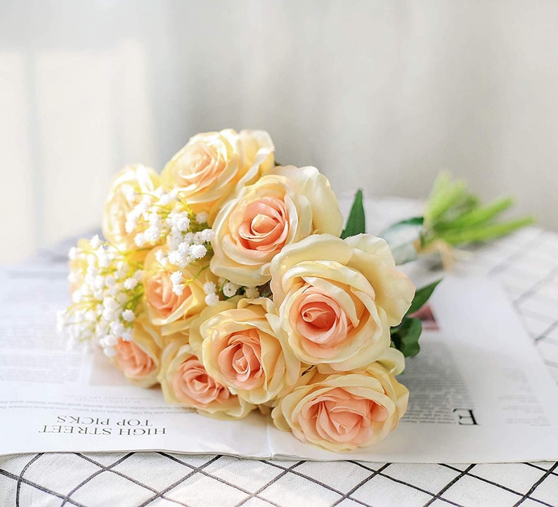 10pcs Artificial Rose Flower Silk 19in stem DIY Wedding Birthday Babyshow
