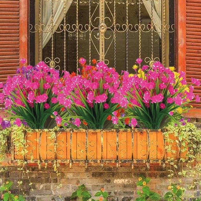 Artificial Outdoor Indoor Fake Flowers No Fade Faux Plastic Etsy