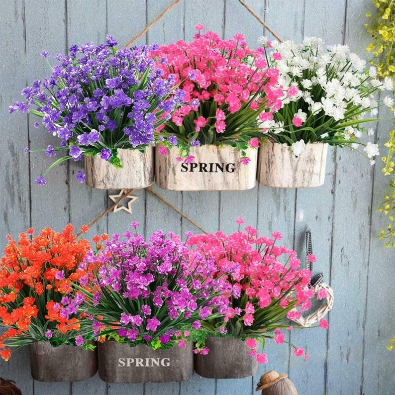 Artificial Outdoor Indoor Fake Flowers No Fade Faux Plastic Etsy