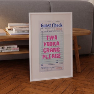 Wodka Crans, Cocktail Wandkunst, Cranberry Wodka Poster, lustige Wandkunst, Barwagen Dekor, Cape Cod Druck, Gastgeschenk Druck, trendige Küchenkunst