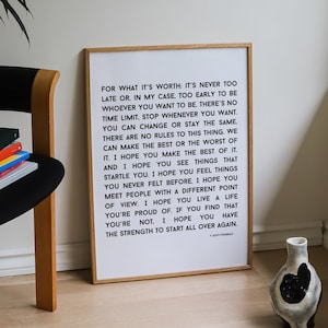 For What It&#39;s Worth, F Scott Fitzgerald Wall Art, Printable Wall Art, Quote Digital Download, Quote Print, Fitzgerald Quote, Digital Print