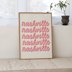 Nashville Print, Pink Nashville, Nashville Tennessee Art, Western Wall Decor, Country Music Print, Nashville Poster, Pink Neutral Wall Art