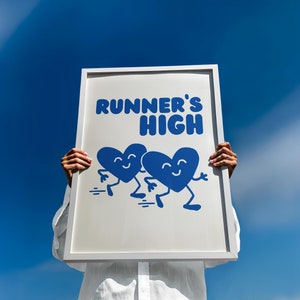 Impressão Runner's High, Arte de parede de corrida, Pôster do Run Club, Impressão de corredor, Pôster de pista, Desenho animado retrô, Atletismo dos anos 90, Presente de corredor, Corrida retrô