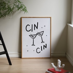 Cin Cin Print, Bar Cart Decor, Cin Cin Poster, Martini Print, Italian Wall Art, Cheers Print, Trendy Digital Download, Fun Kitchen Wall Art