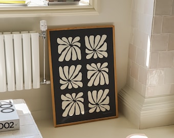Abstract Daisy Art Print, 70s Retro Floral Wall Decor (Digital Download)