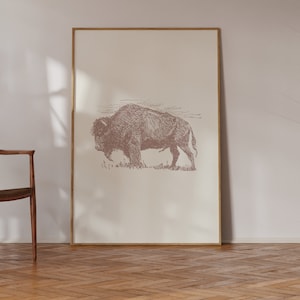 Buffalo Wall Art, Bison Print, Western Decor, Boho Wall Decor, Nomad Art, Buffalo Print, Bison Wall Art, Farmhouse Decor, Digital Download