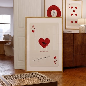 Nous avons de la chance, impression d'art mural cow-boy, impression western, affiche de cartes à jouer, art mural western vintage, impression as de coeur, art mural tendance