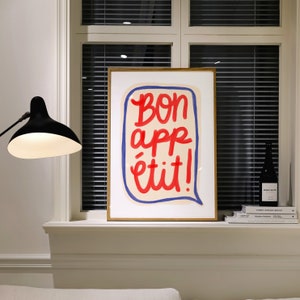 Bon Appetit Print, French Phrase Art Print, Kitchen Digital Download ...