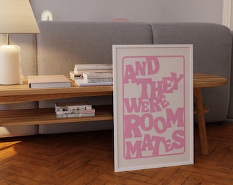 Y eran carteles de compañeros de cuarto, arte de pared retro rosa, cartel de compañero de cuarto, arte divertido de la pared, decoración divertida del dormitorio, arte de la pared del compañero de cuarto, arte rosa y blanco