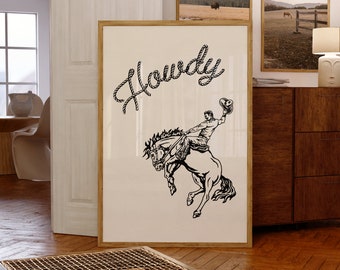 Rope Howdy Cowboy Print, Western Wall Art (Digital Download)
