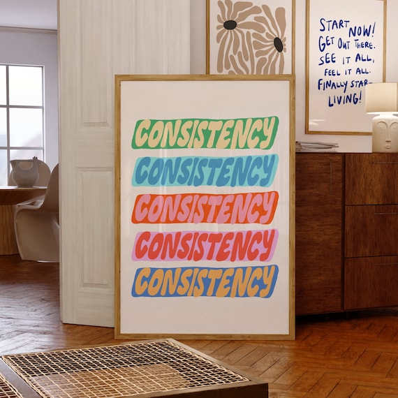 Consistency Poster, Consistency Over Perfection, Fitness Wall Art, Consistency is Key, Wellness Print, Home Gym, Colorful Printable Wall Art