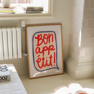 Bon Appetit Print, French Phrase Art Print, Kitchen Digital Download ...