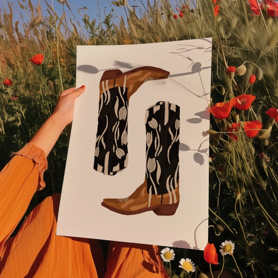 Patterned cowboy boots hot sale