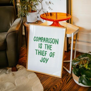 Comparison is the Thief of Joy Wall Art, Green Digital Download, Handwritten Quote, Motivational Quote Print, Inspirational Printable Art
