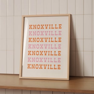 Pink and Orange Knoxville Print, Tennessee Wall Art, Knoxville TN Poster, Knoxville Wall Art, Southern Wall Decor, Pink Knoxville Art Print