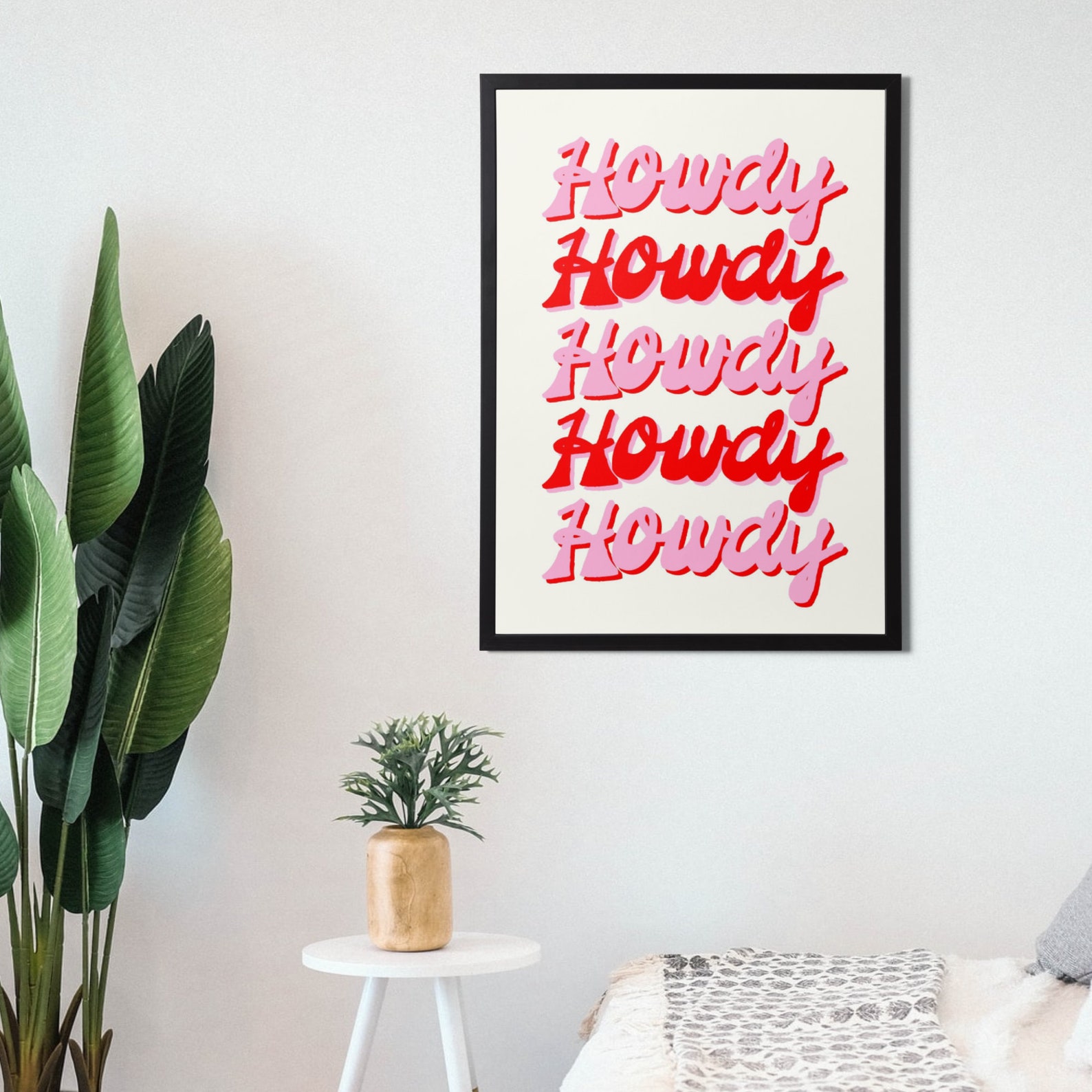 Red and Pink Howdy Poster Howdy Wall Art Pink and Red Wall Etsy