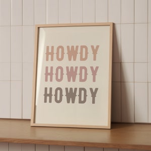 Howdy Poster, Neutral Howdy Print, Boho Wall Art, Neutral Western Print, Western Wall Art, Neutral Boho Decor, Boho Western, Minimalist Art