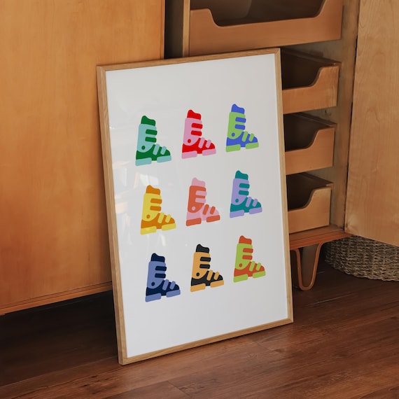 Colorful Ski Poster, Ski Boot Wall Art, Winter Ski Print