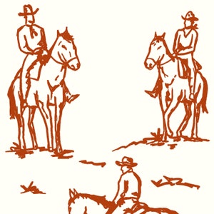 Rostcowboytryck, enkel western, digital nedladdning, bränt orange konst, cowboyväggkonst, minimalistisk väggkonst, westerndekor, vintagecowboy bild 4