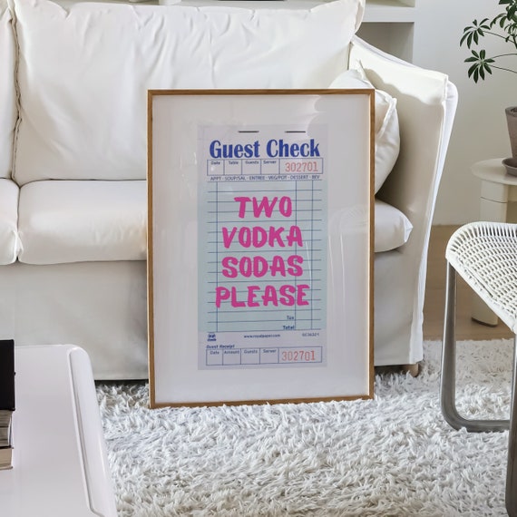 Vodka Soda Wall Art, Cocktail Poster, Fun Wall Art, Bar Cart Decor, Cocktails Wall Art, Trendy Wall Print, Trendy Decor, Pink Kitchen Art