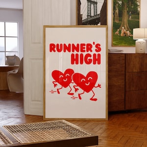 Stampa alta del corridore, arte della parete da corsa, poster del Run Club, stampa del corridore, poster della pista, cartone animato retrò, atletica degli anni '90, regalo del corridore, corsa retrò