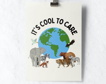 It's Cool to Care Earth Day Poster Save the Planet - Etsy UK It's Cool to Care Earth Day Poster Save the Planet - Etsy UK