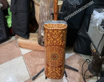 Marokkanische Gnawa-Instrumente, Gnawa-Instrumente, Soulmusik Guembri Bass Gnawa, seltene einzigartige Version, graviertes Holz handgefertigt handgefertigt