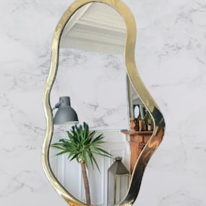 Irregular Golden Mirror, Gold Mirror, Brass Mirror, Handmade Mirror Moroccan Mirror, Bedroom Wall Mirror,Bathroom Mirror, Wall Decor, Wall