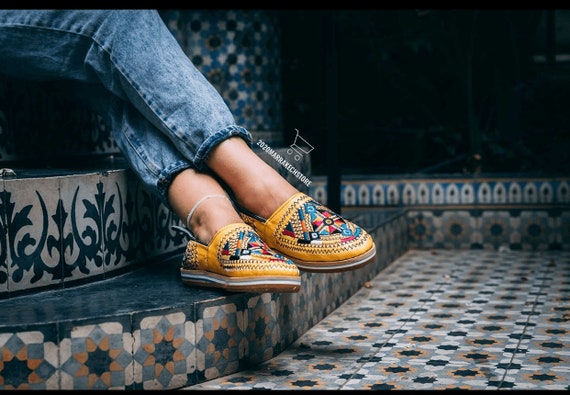 New Berber Morocco Slippers, Embroidered Moroccan Babouche