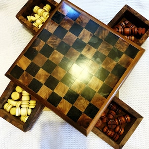 Secret wooden Chess Game Set Gift Thuya Wood Moroccan Handmade Game Lots Bundles