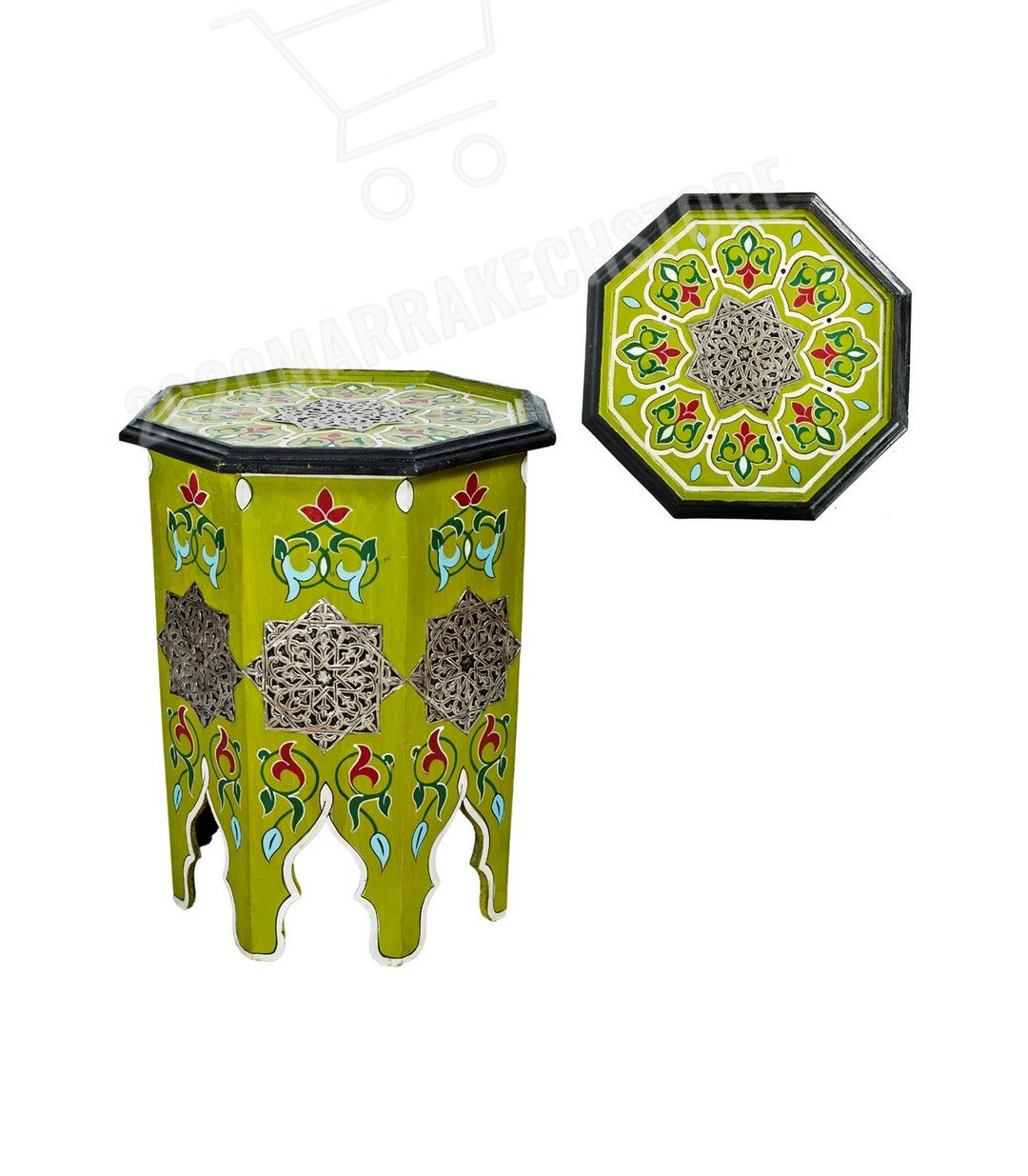 Moroccan Side Table Wooden Table Hand Painted Moroccan Etsy