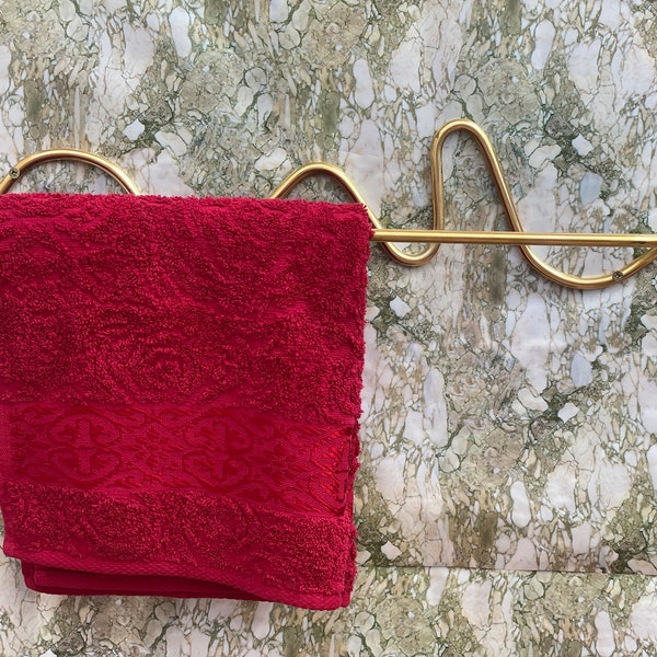 タオルバー、Unlacquered Brass Towel Holder - Handmade Towel Rail、Brass Towel Holder Curved、