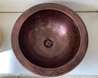 Unlacquered Solid Copper Sink - Oval Vessel Sink in Hammered Solid Copper | Unlacquered Copper Sink l Vessel Sink in Hammered Solid Copper ,