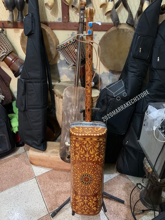 Grande strumento musicale gnaoua marocchina professionale, Guembri Hejhouj Sentir fatto a mano, basso Guembri Gnaoua pieno di sentimento, suono tradizionale Guembri - Italia
