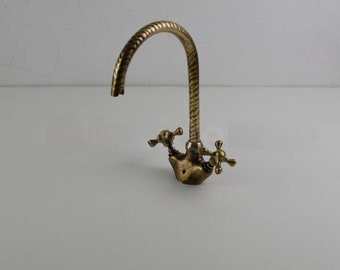 Oiled bronze Finish Hand Etched Bathroom Brass Faucet - Farmhouse & Vessel Sink