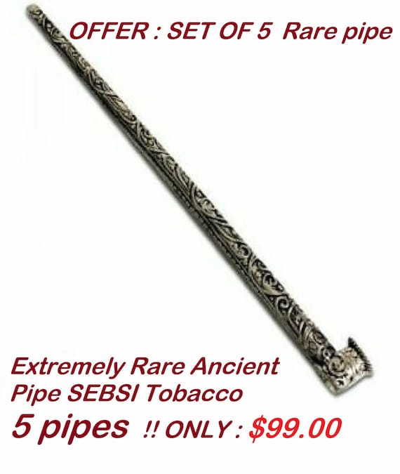 Set of 5 Rare Ancient Pipe MOROCCAN SEBSI Tobacco Engraved Color Silver  Casting Smoking A Extremely Rare Ancient Pipe SEBSI Tobacco